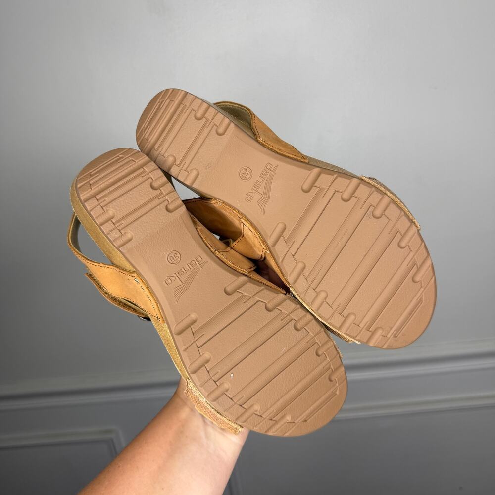 Dansko Trinity Tan Metallic Heeled Hook and Loop Sandal Womens 38 7.5-8 - Picture 6 of 8